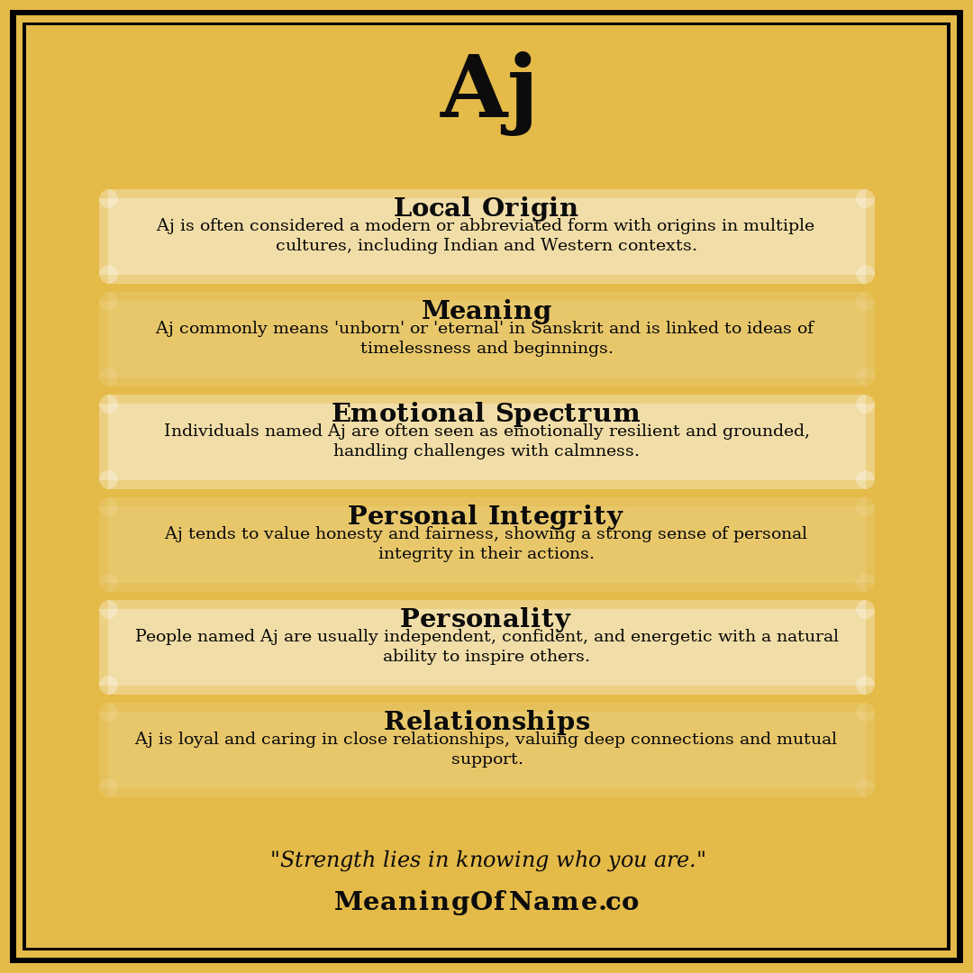 Aj name meaning poster