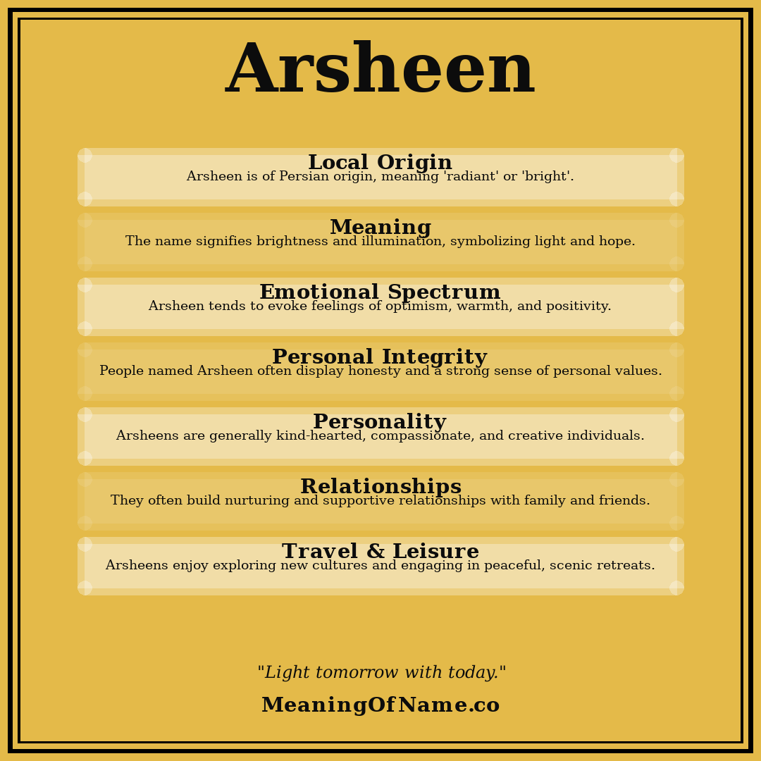 Arsheen name meaning poster