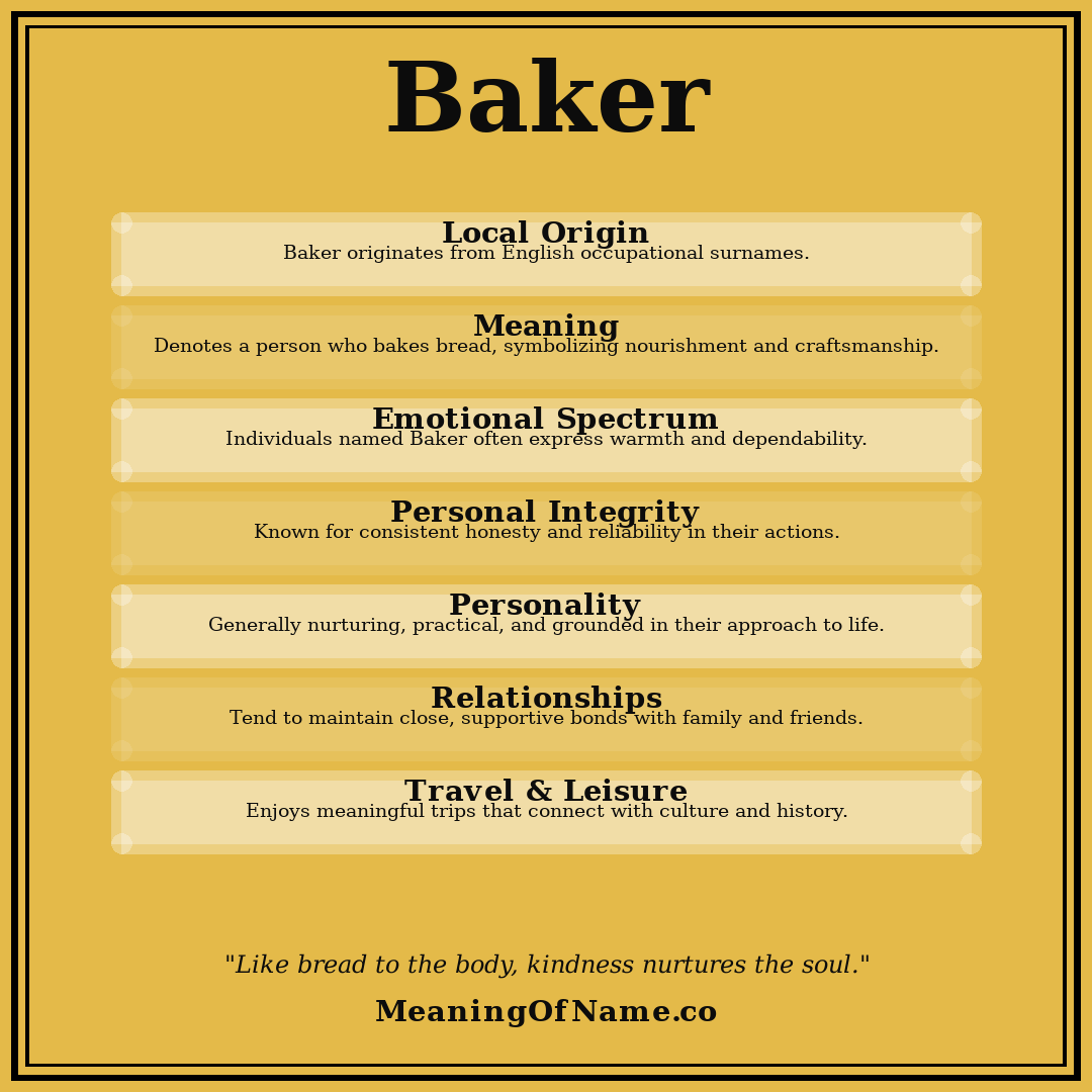 Baker name meaning poster