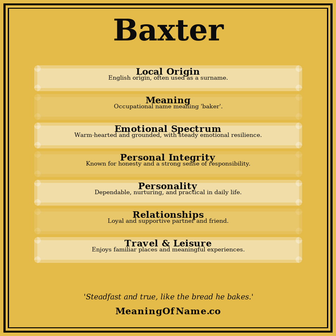 Baxter name meaning poster