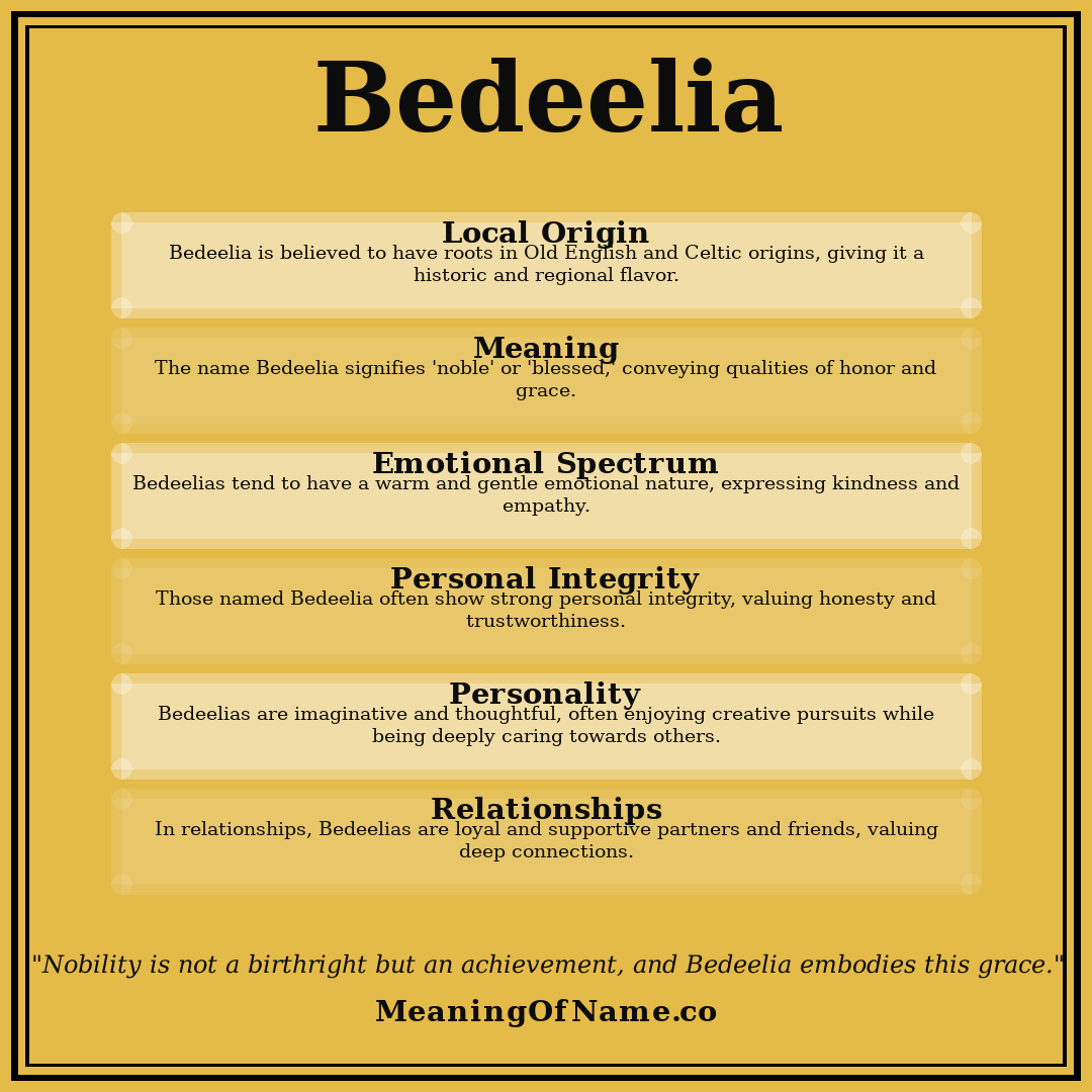 Bedeelia name meaning poster