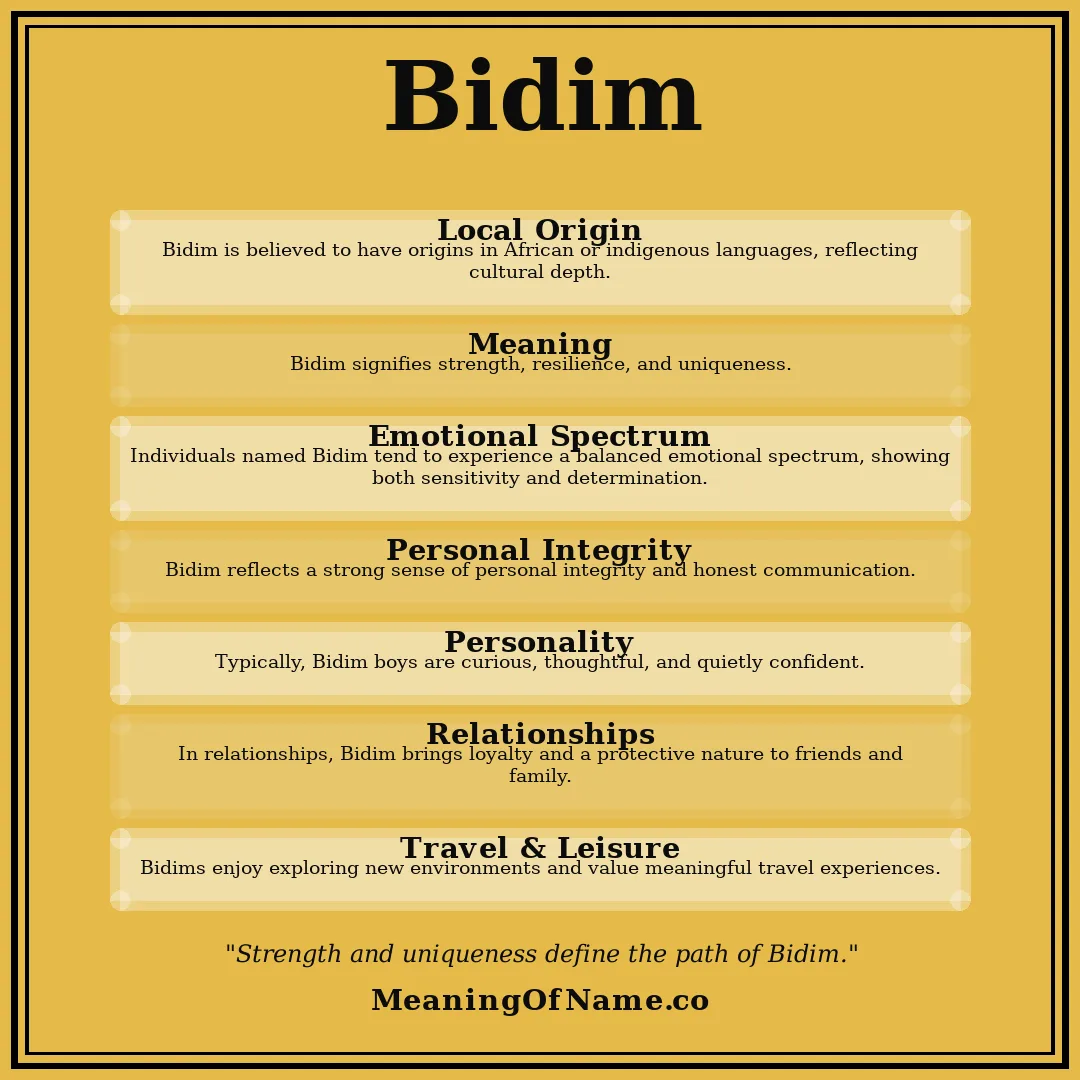 Bidim name meaning poster