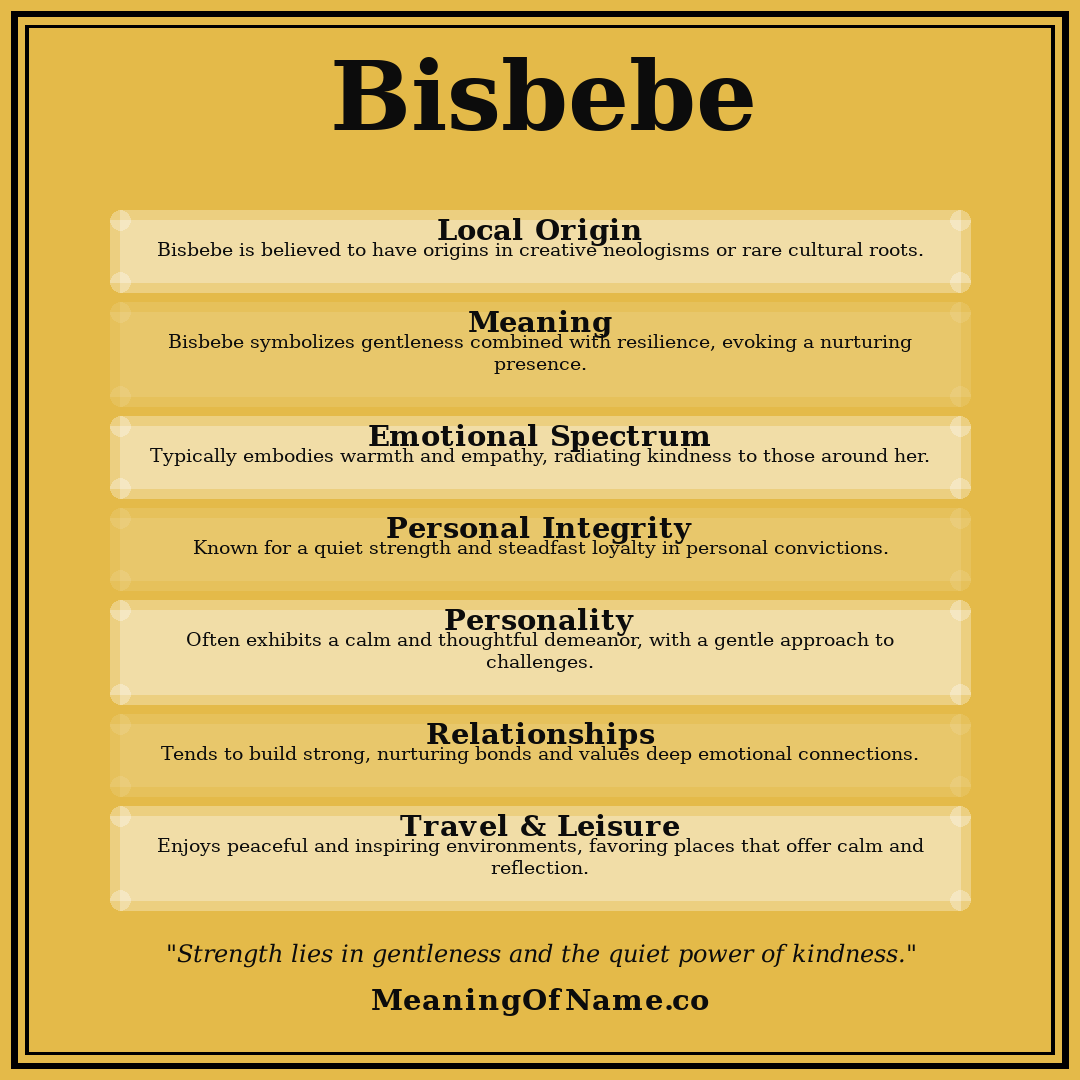 Bisbebe name meaning poster