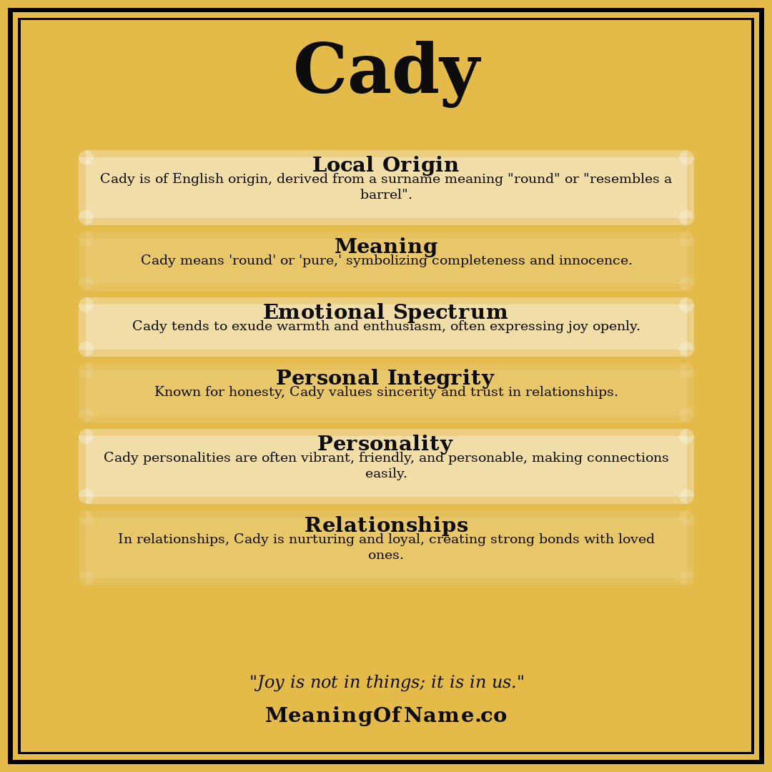 Cady name meaning poster