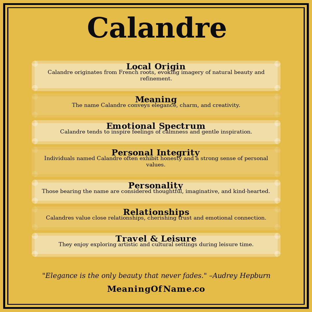 Calandre name meaning poster