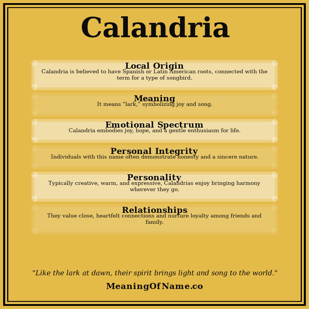 Calandria name meaning poster