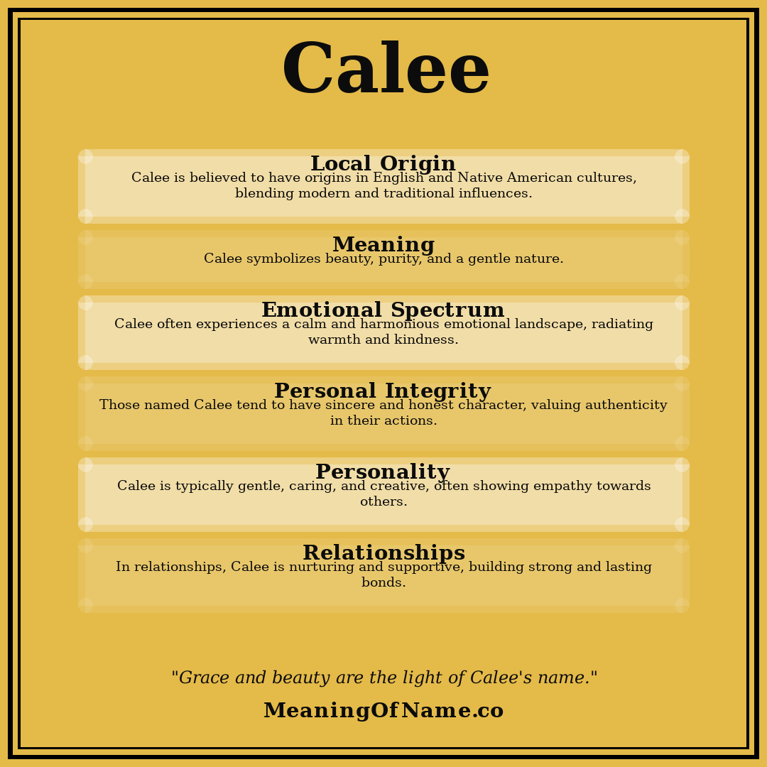 Calee name meaning poster