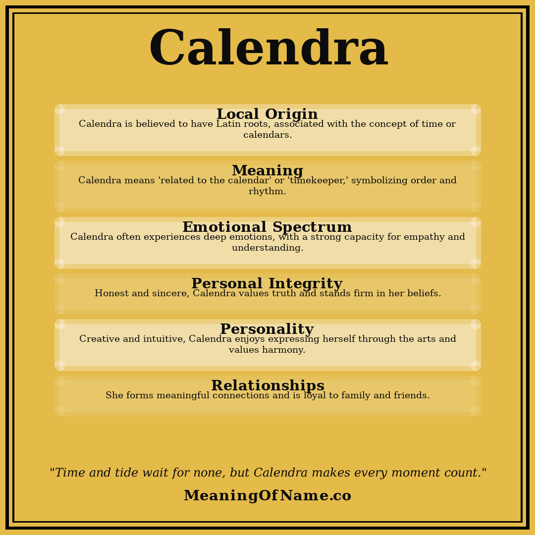 Calendra name meaning poster