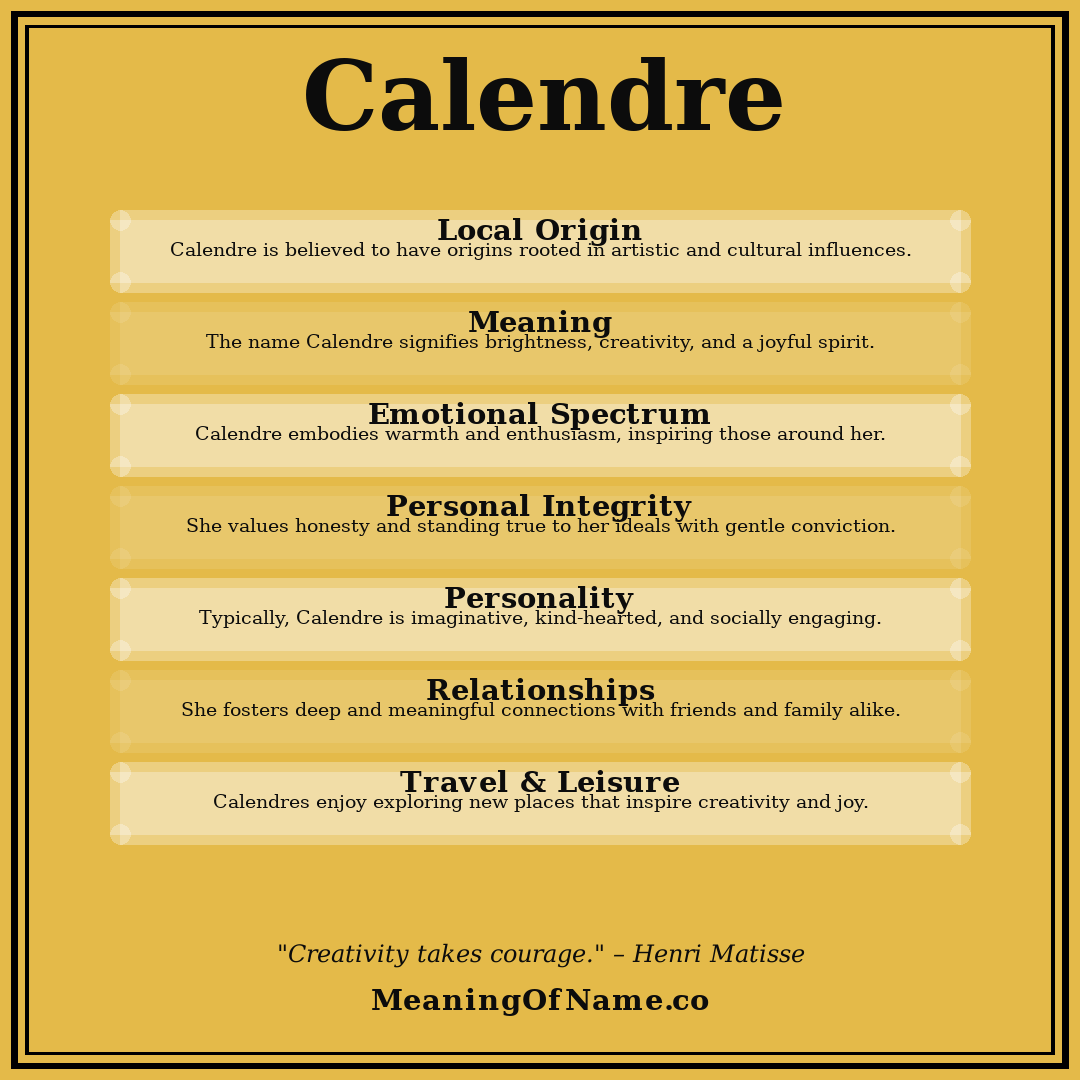Calendre name meaning poster