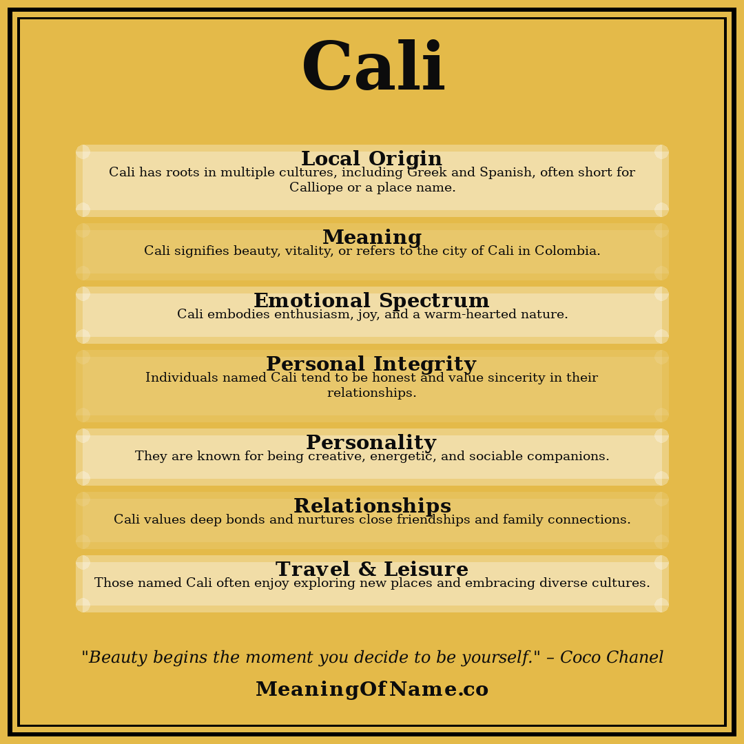 Cali name meaning poster