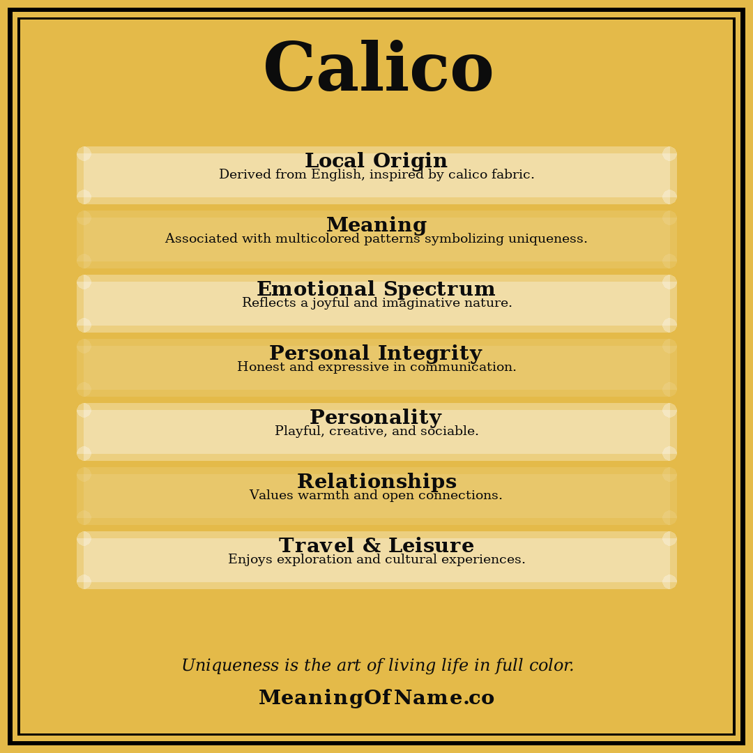 Calico name meaning poster