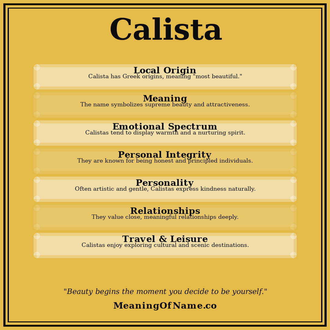 Calista name meaning poster