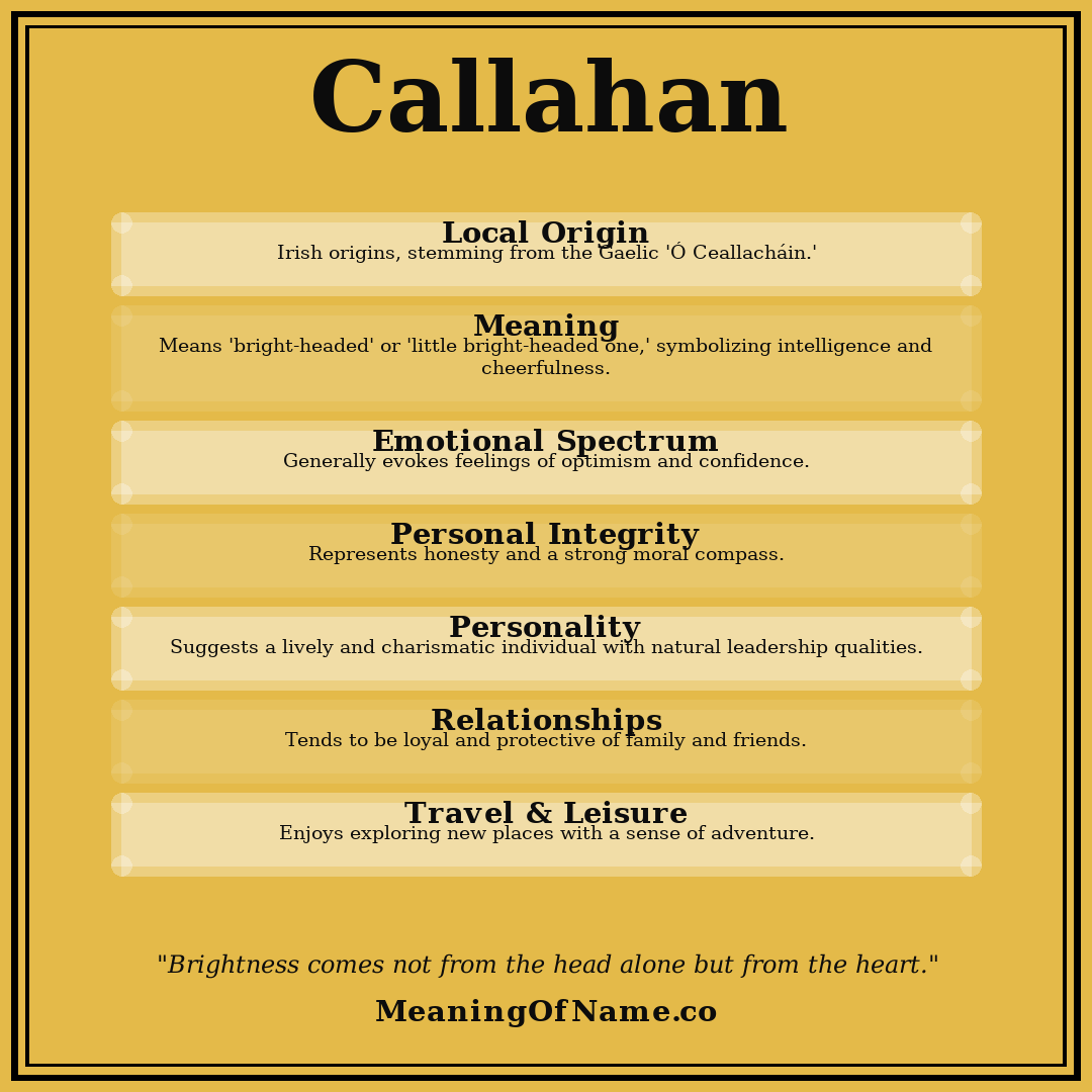 Callahan name meaning poster