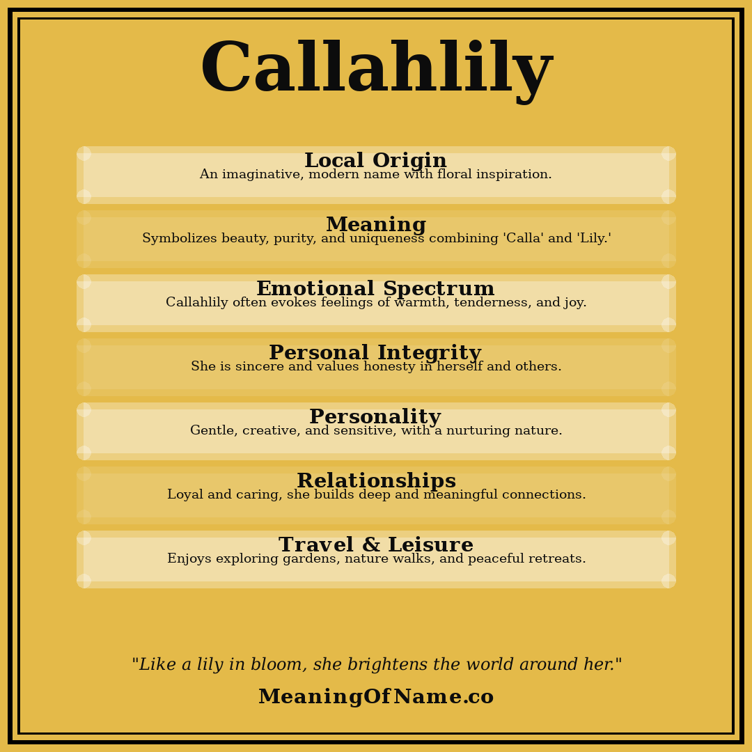 Callahlily name meaning poster