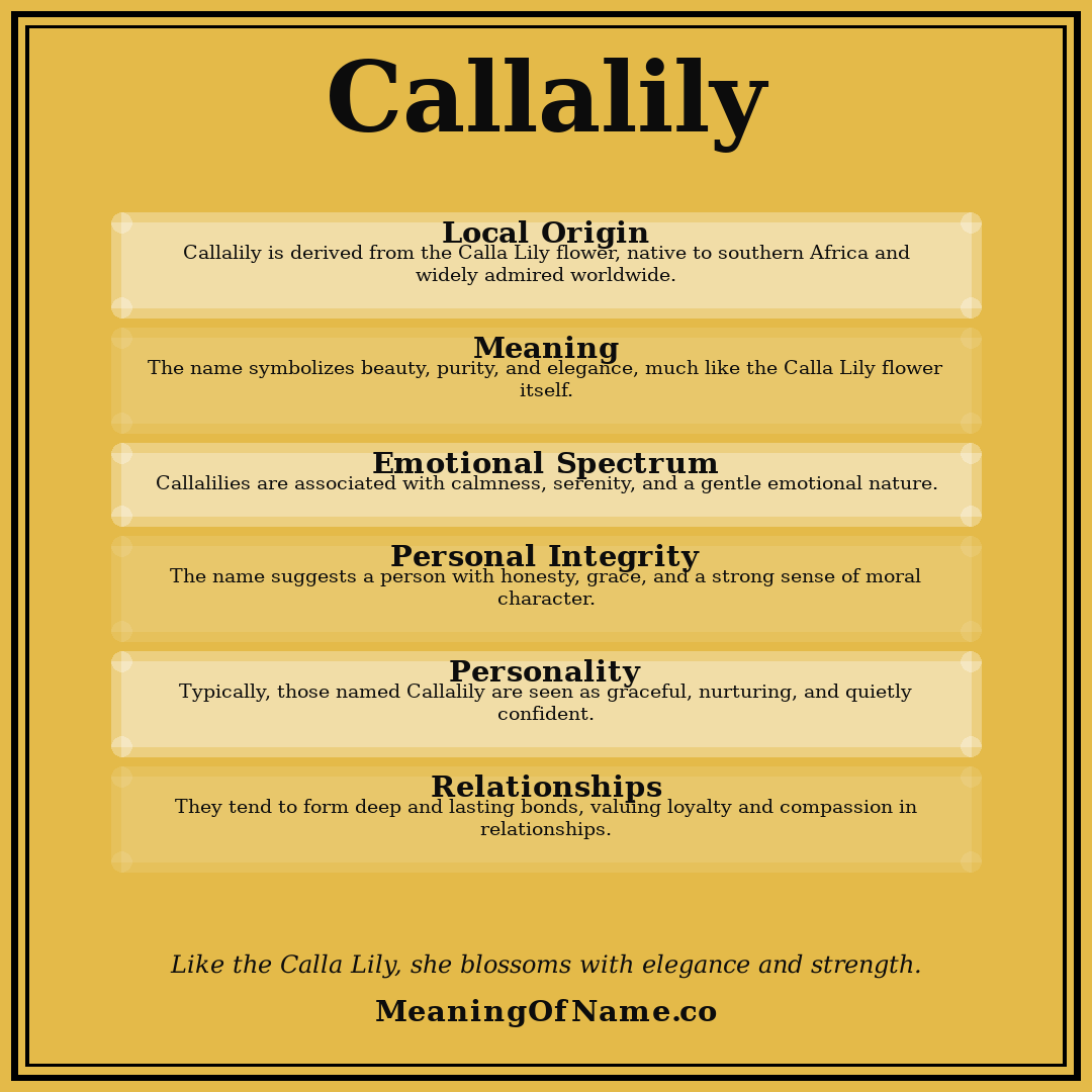 Callalily name meaning poster