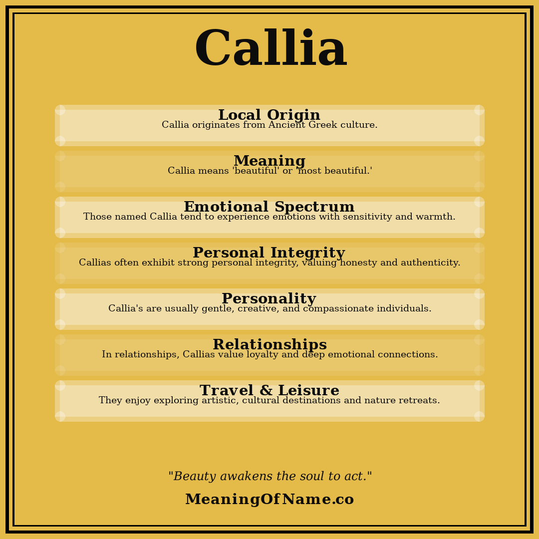 Callia name meaning poster