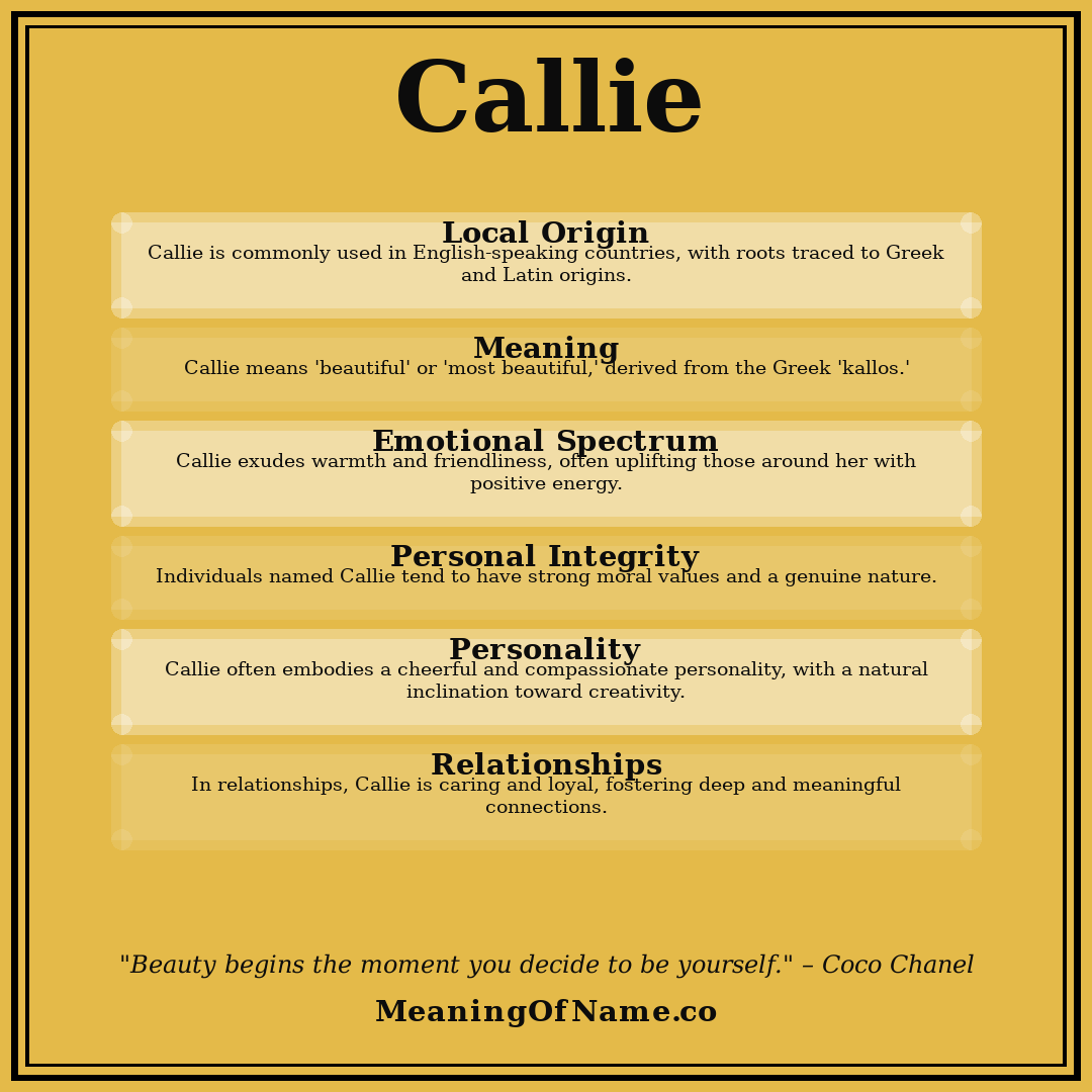 Callie name meaning poster