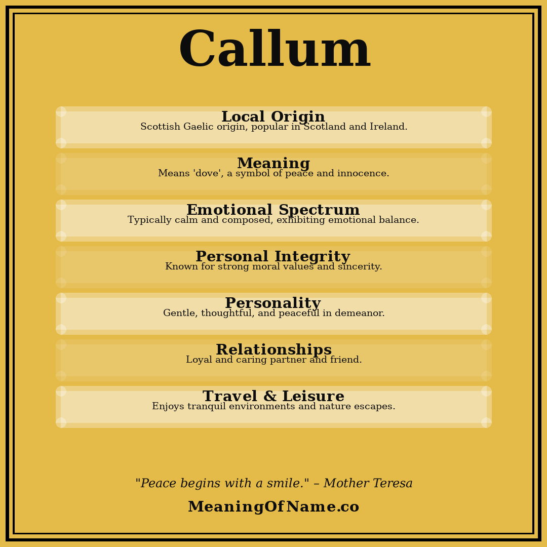 Callum name meaning poster