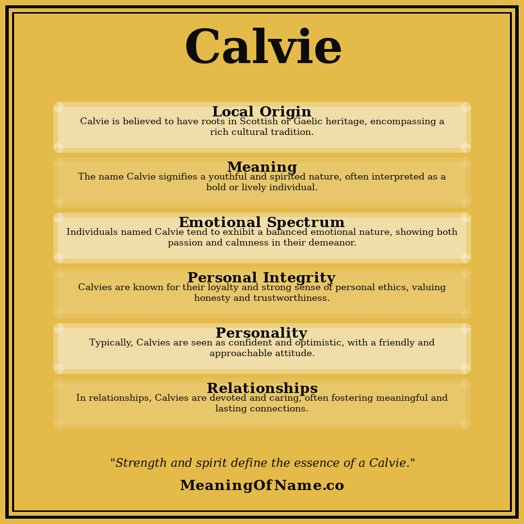 Calvie name meaning poster