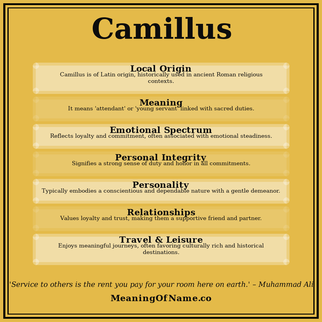 Camillus name meaning poster