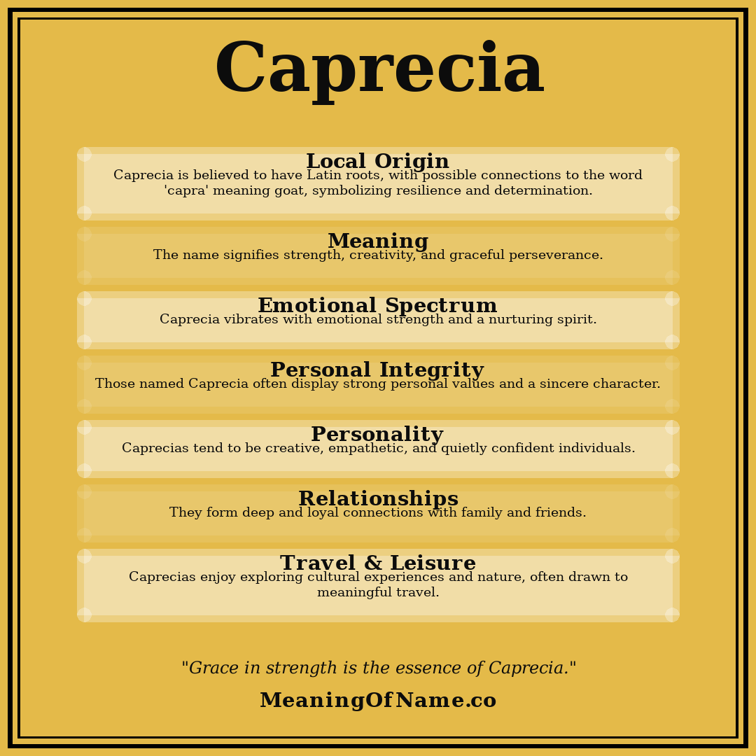 Caprecia name meaning poster