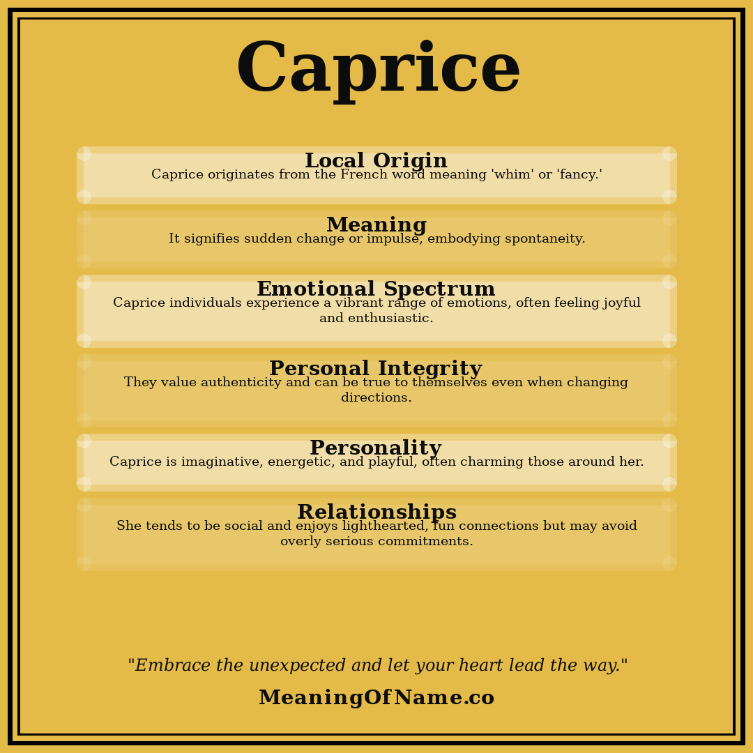 Caprice name meaning poster