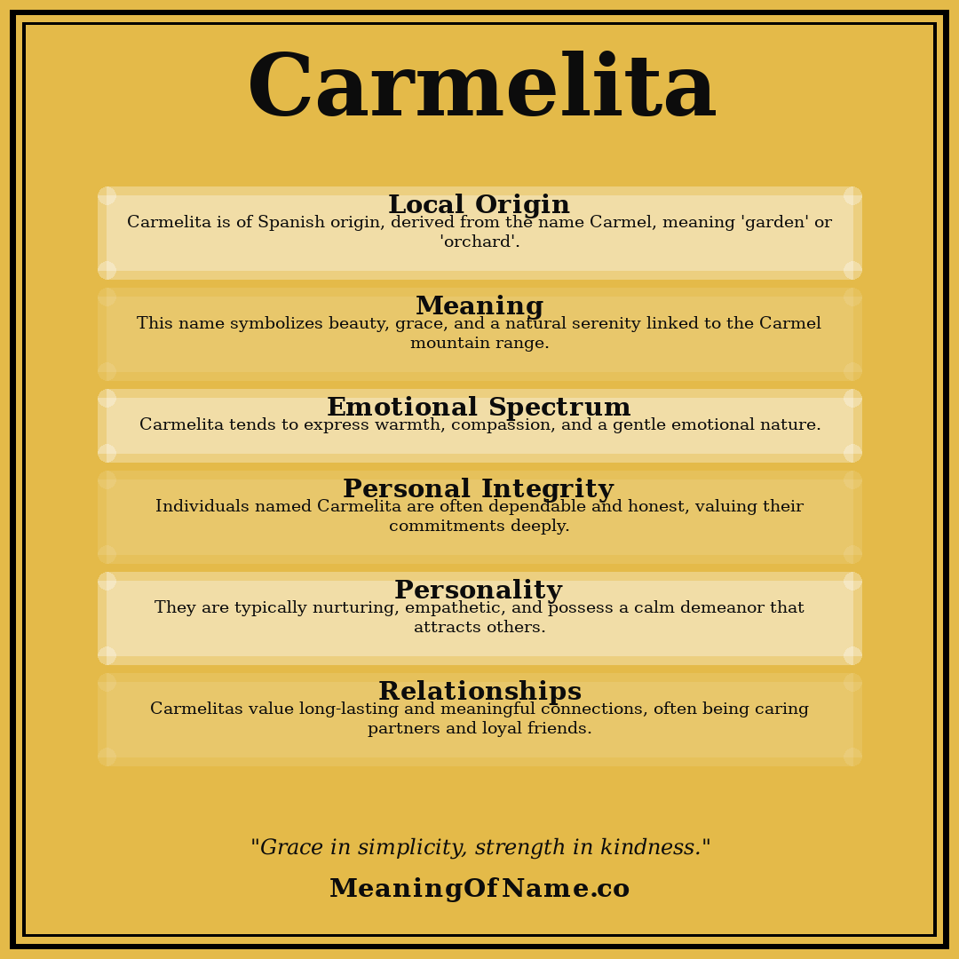 Carmelita name meaning poster