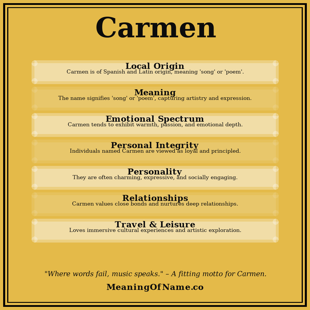 Carmen name meaning poster