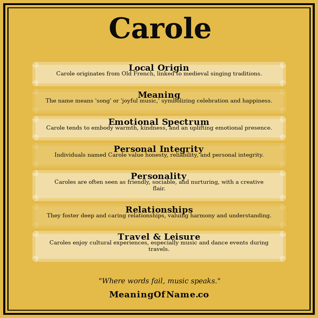Carole name meaning poster
