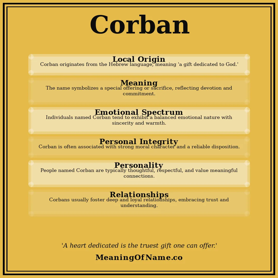 Corban name meaning poster