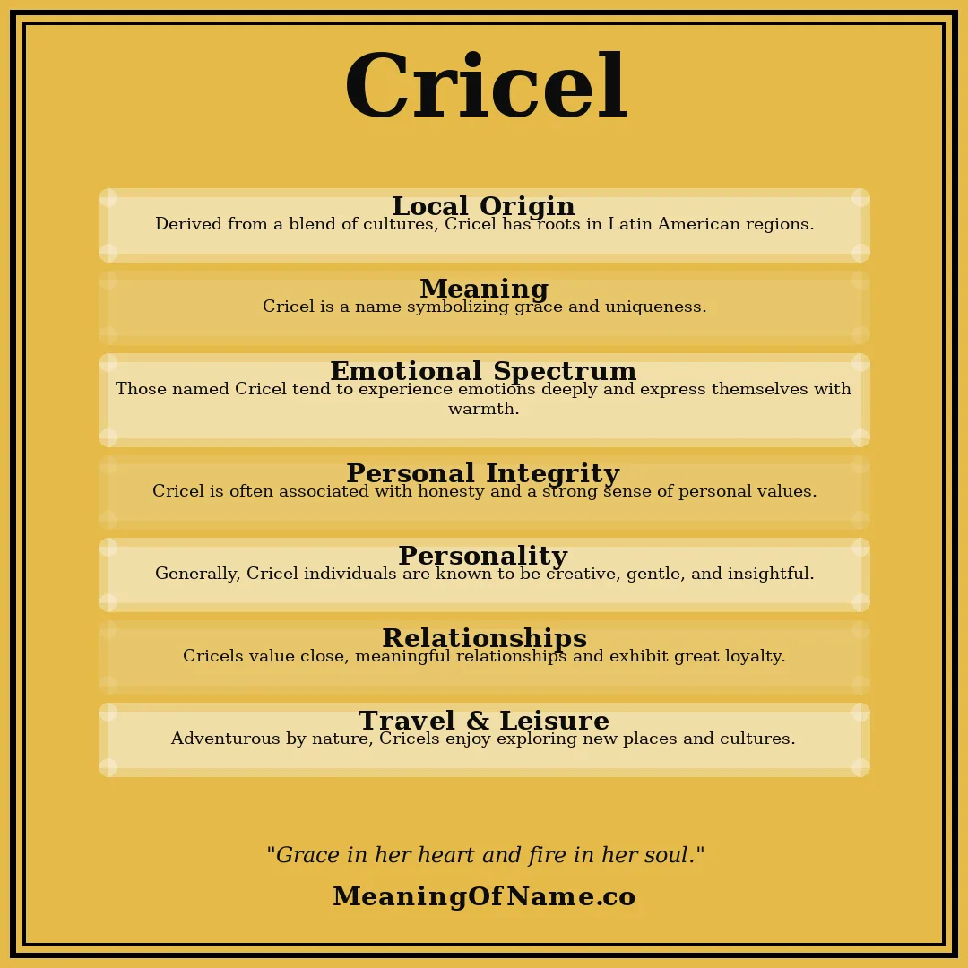 Cricel name meaning poster