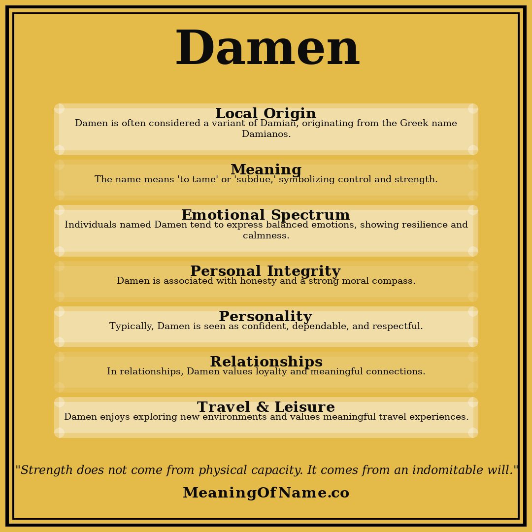 Damen name meaning poster