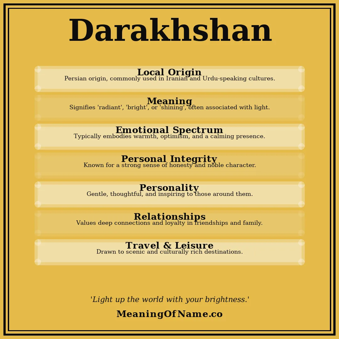 Darakhshan name meaning poster