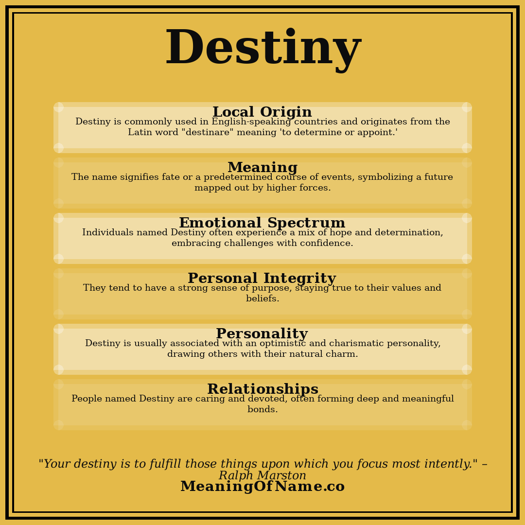 Destiny name meaning poster