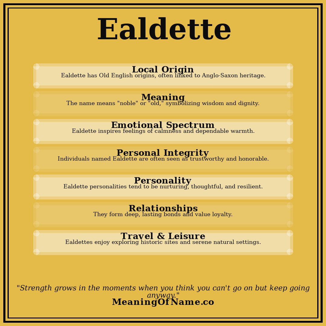 Ealdette name meaning poster