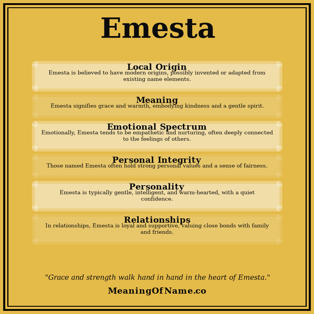Emesta name meaning poster