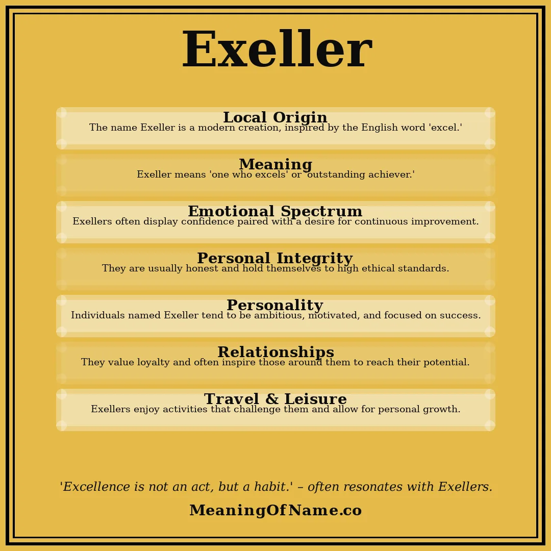 Exeller name meaning poster