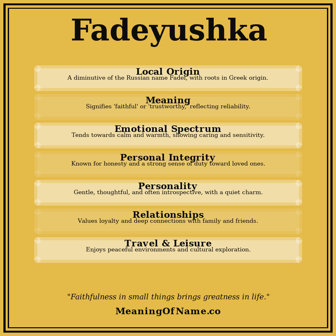 Fadeyushka name meaning poster