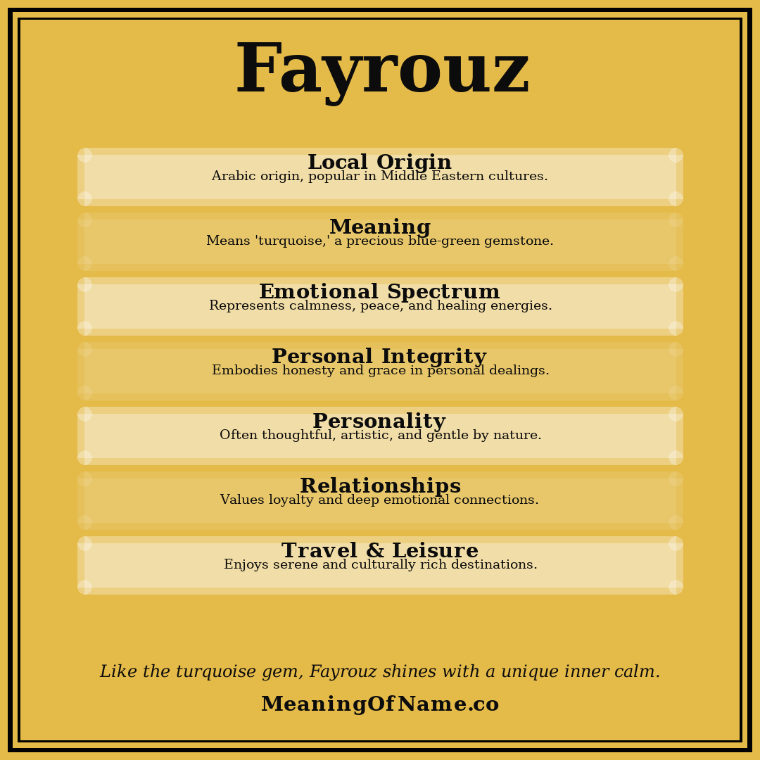 Fayrouz name meaning poster