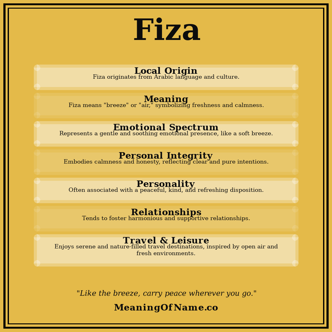 Fiza name meaning poster