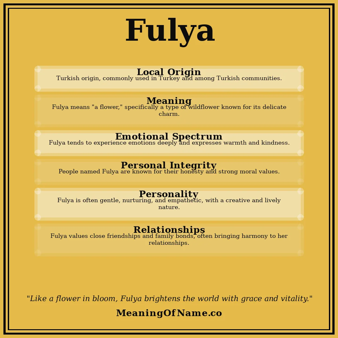 Fulya name meaning poster