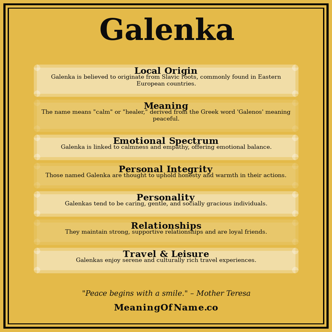 Galenka name meaning poster