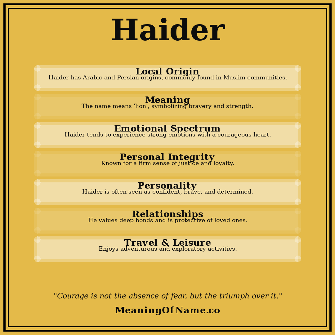 Haider name meaning poster