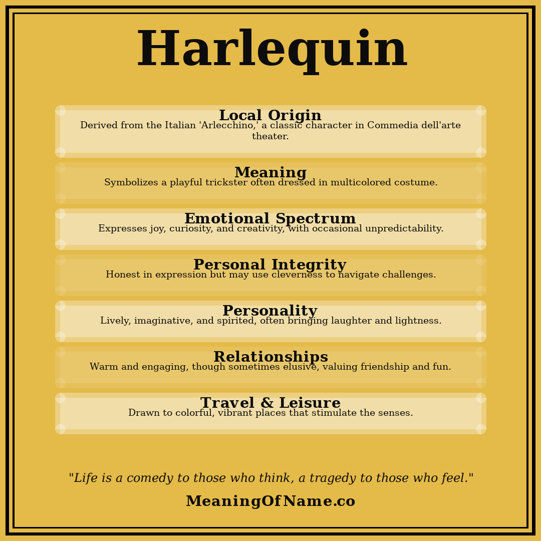 Harlequin name meaning poster