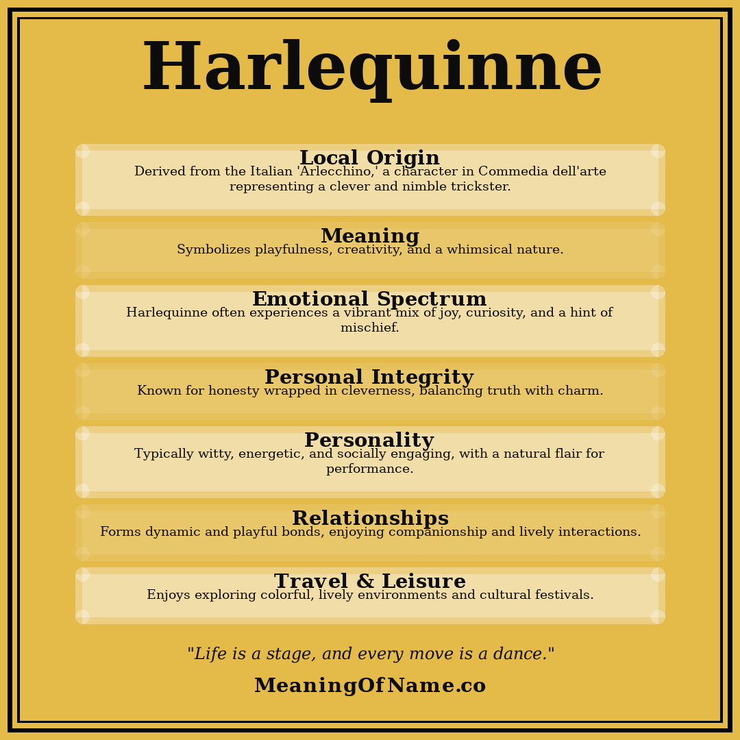 Harlequinne name meaning poster