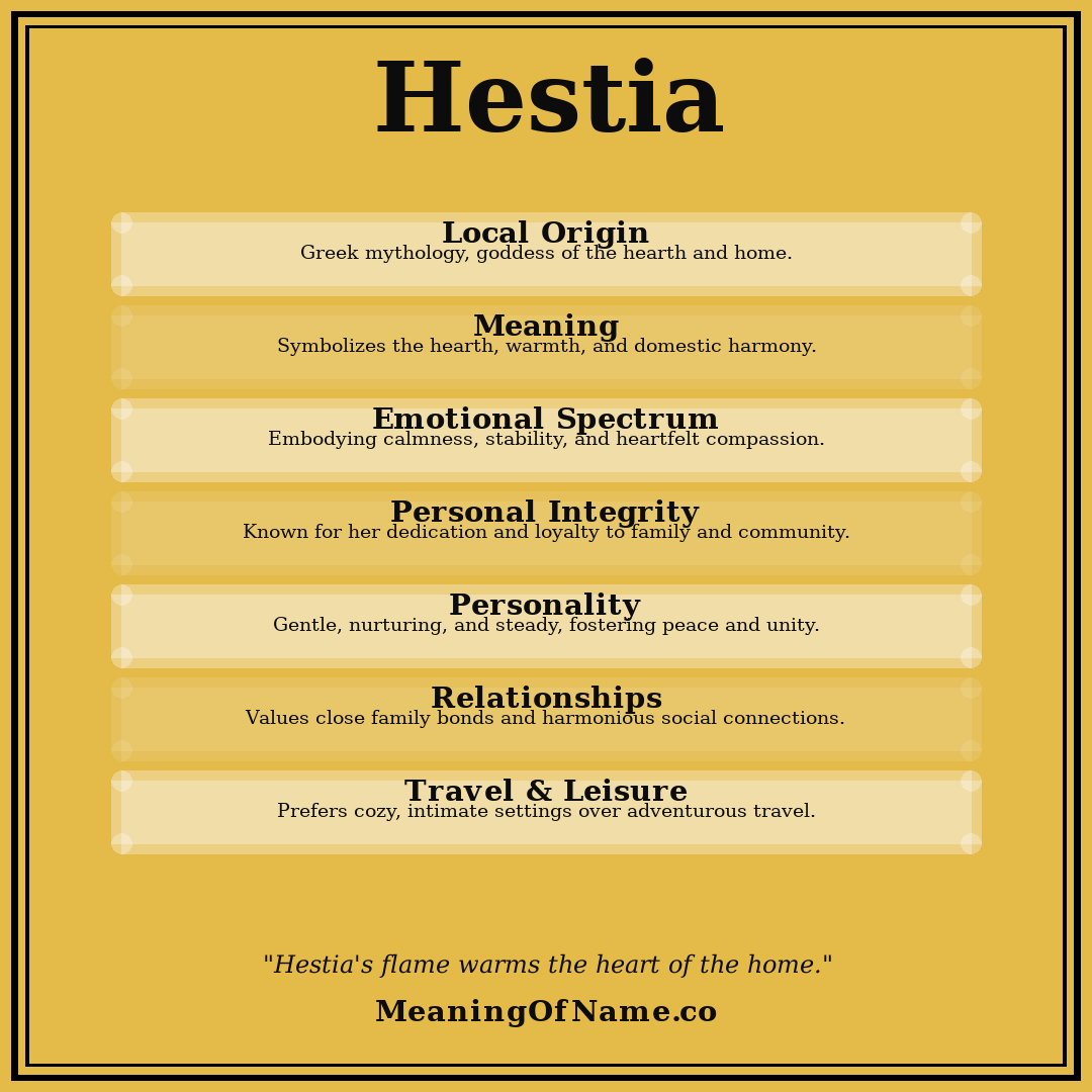 Hestia name meaning poster