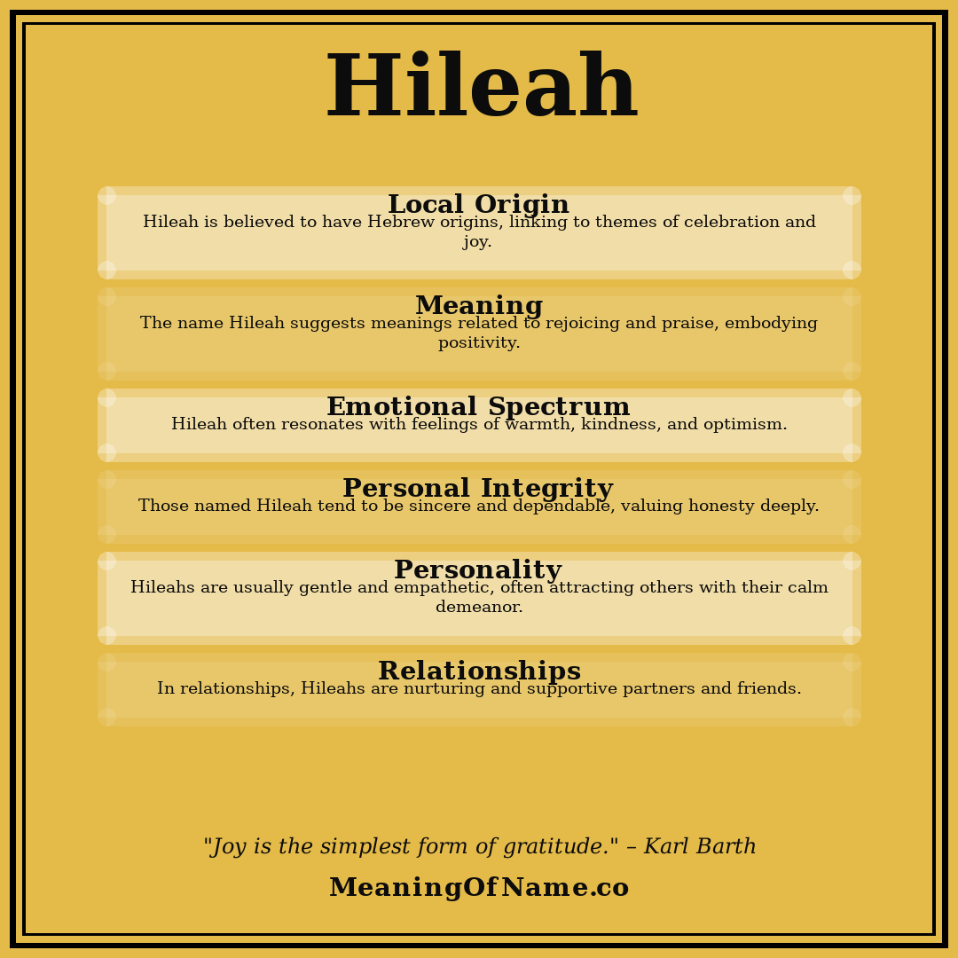 Hileah name meaning poster