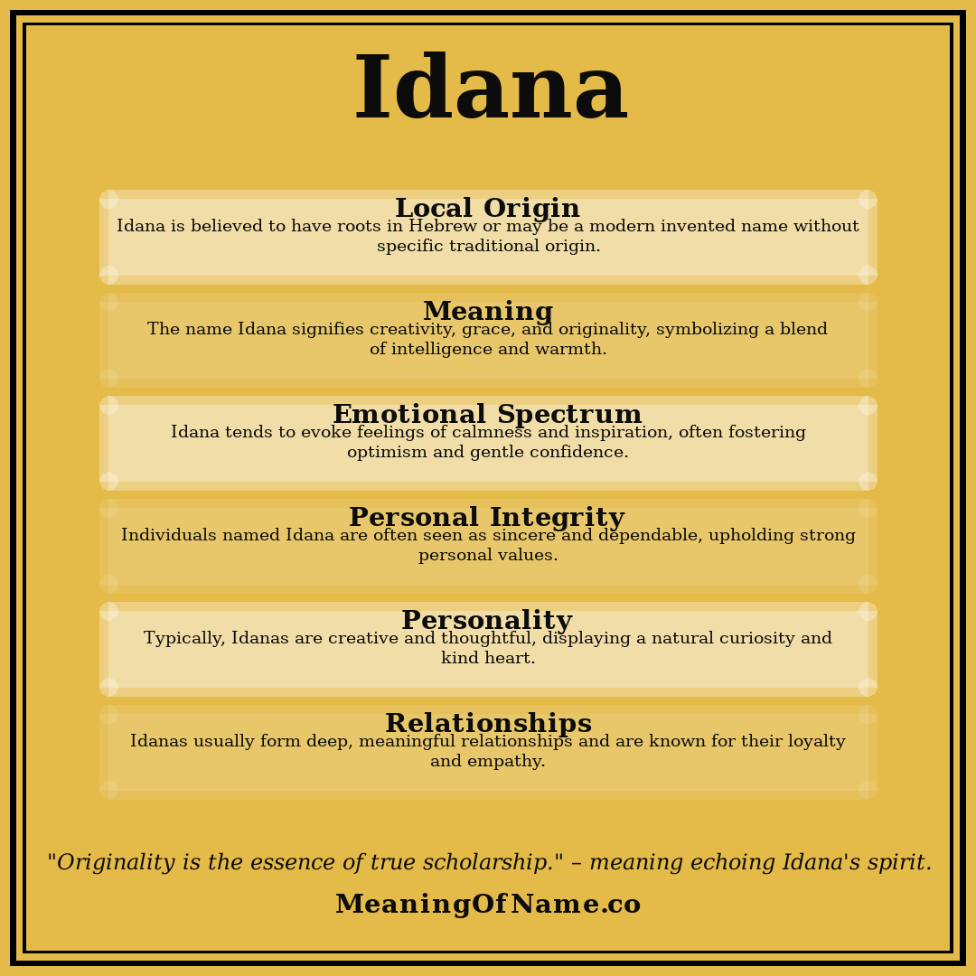 Idana name meaning poster