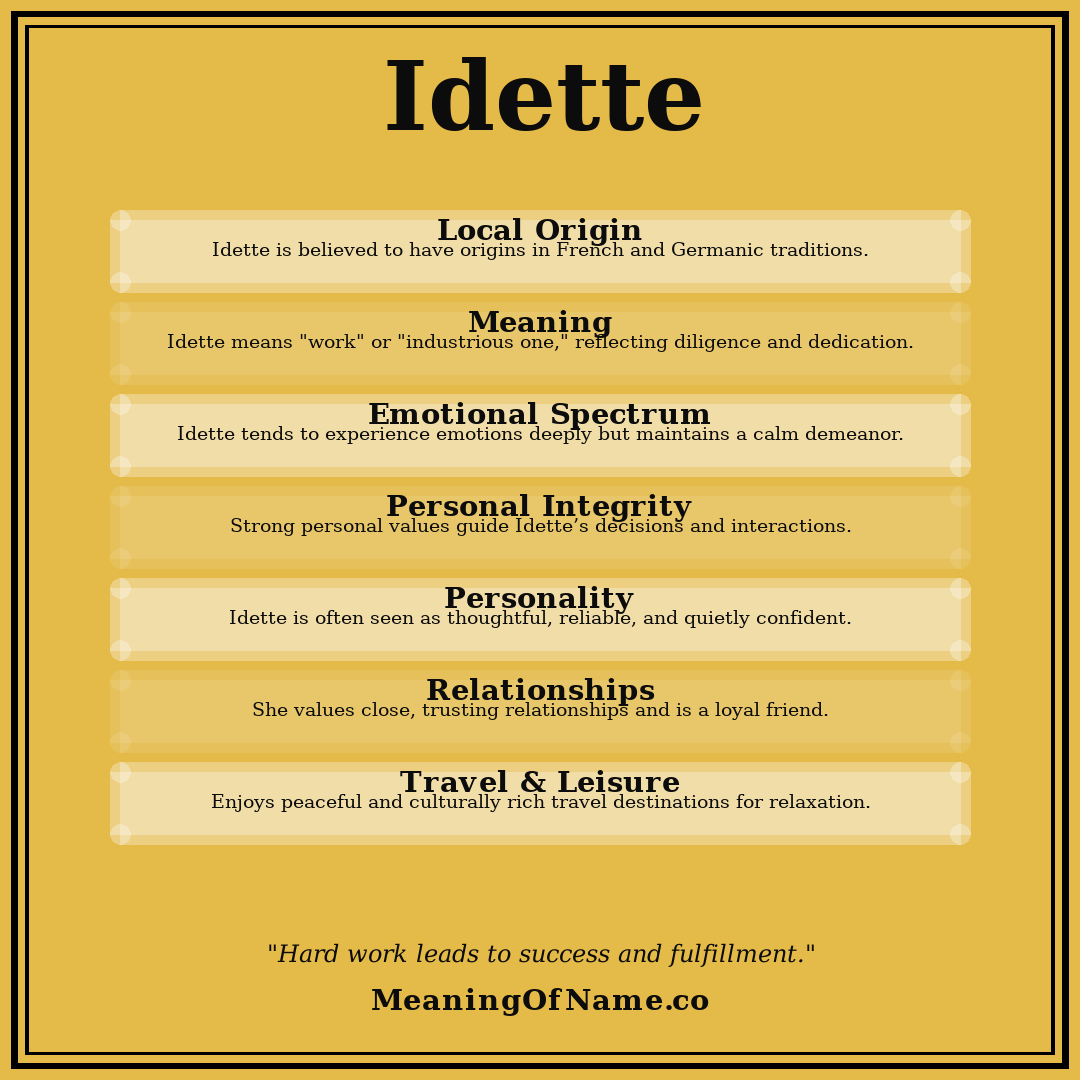 Idette name meaning poster