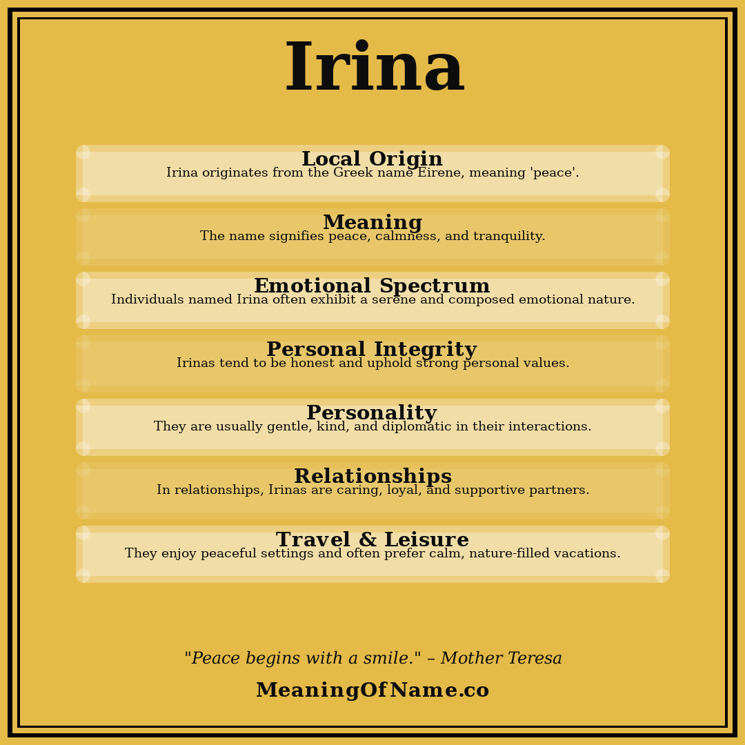 Irina name meaning poster